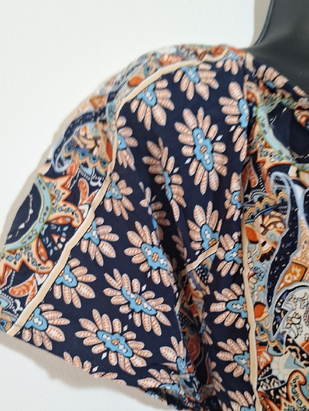 Boho Floral Paisley Tie-Neck Women’s Top - Picture 5 of 9